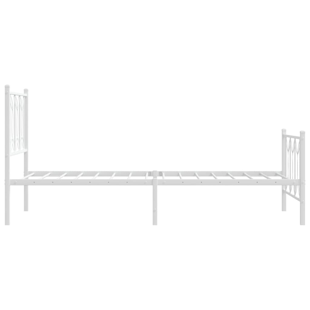 Metal Bed Frame with Headboard and Footboard White 75 X 190 Cm