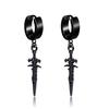 1 Paire Boucles d'Oreilles Clip Oreille Indolore en Acier Inoxydable pour Hommes Femmes Punk Épée Croix Noir Faux Boucles d'Oreilles Bijoux Cadeaux