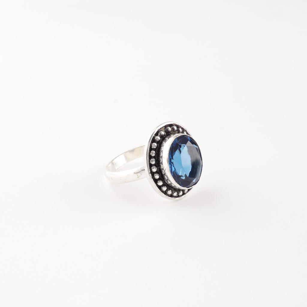 Dainty London Blue Topaz Gemstone 925 Sterling Silver Jewelry Handmade Boho Ring RR-62-13