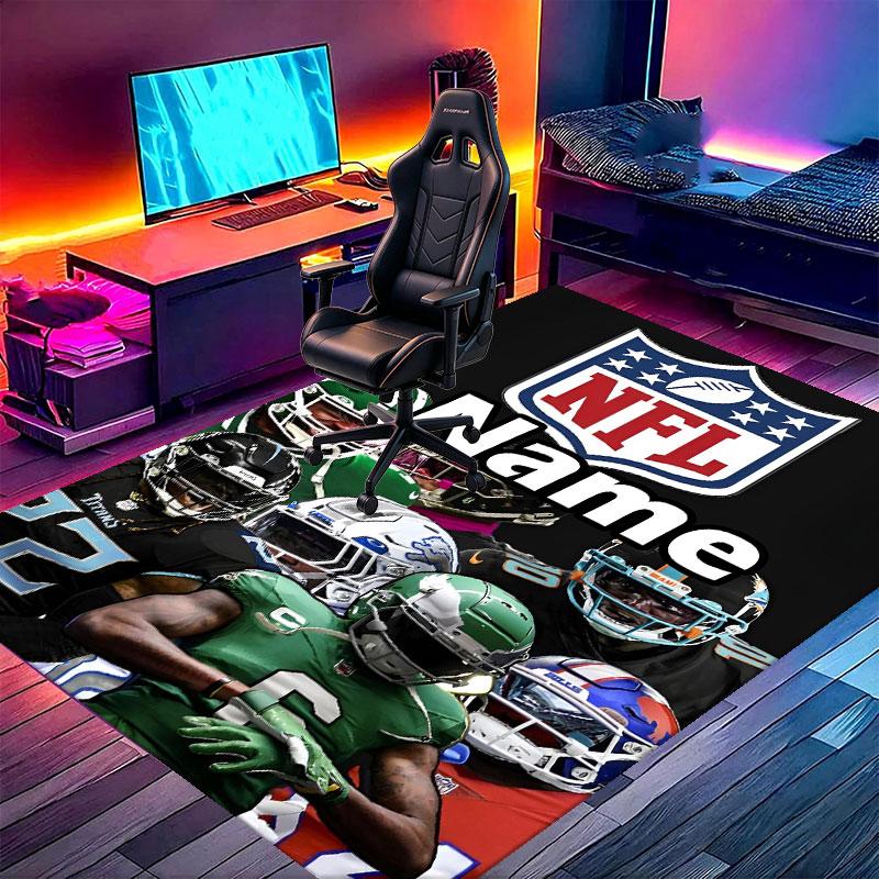 Custom Name Personalized NFL Print Carpet, Versatile Home Decor Rug, for Playroom, Apartment, Balcony, Entryway, Hallway Gift