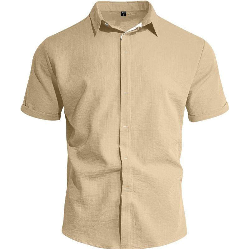 Men's Solid Color Casual Business Commute Cardigan Button-down Shirt with Turn-down Collar