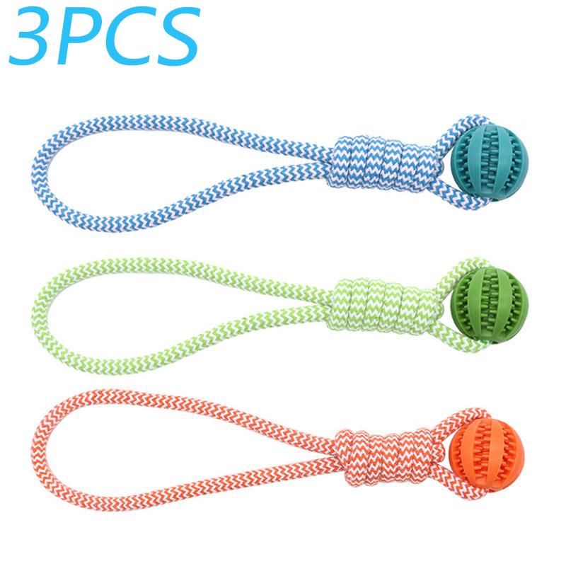 

Pet Tooth Cleaning Ball Toy with Rope Rubber Leaking Balls Toy for Small Medium Dogs Chewing Bite Resistant Pet Tooth Cleaning 5cm