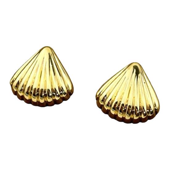 1 Pair Shell Earrings Chunky Vintage for Women Ribbed