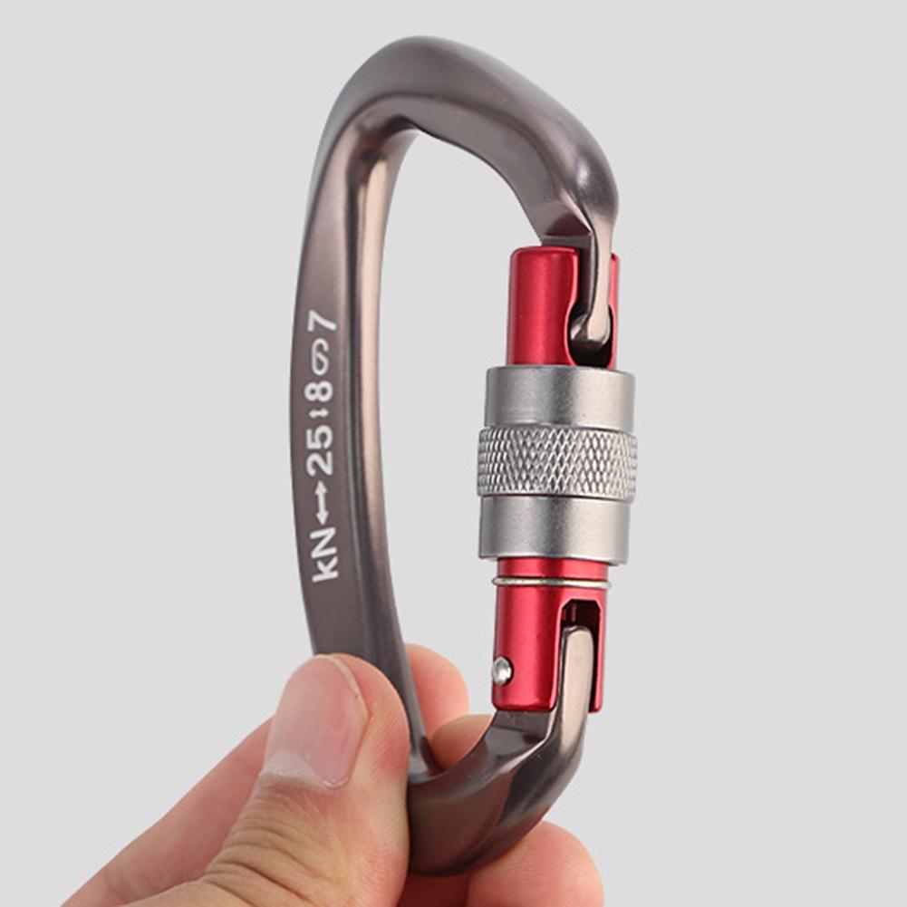 25KN Climbing Carabiner Clip Hook Heavy Duty Aluminum D-Ring Screw Lock Rock