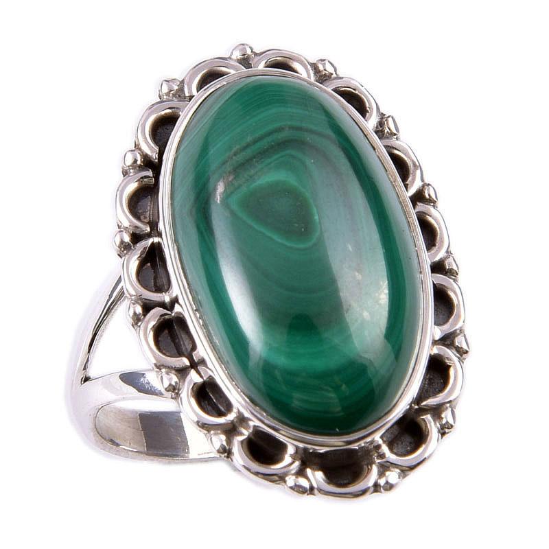 Natural Malachite Gemstone 925 Solid Sterling Silver Jewelry Ring Size 10 A5w72