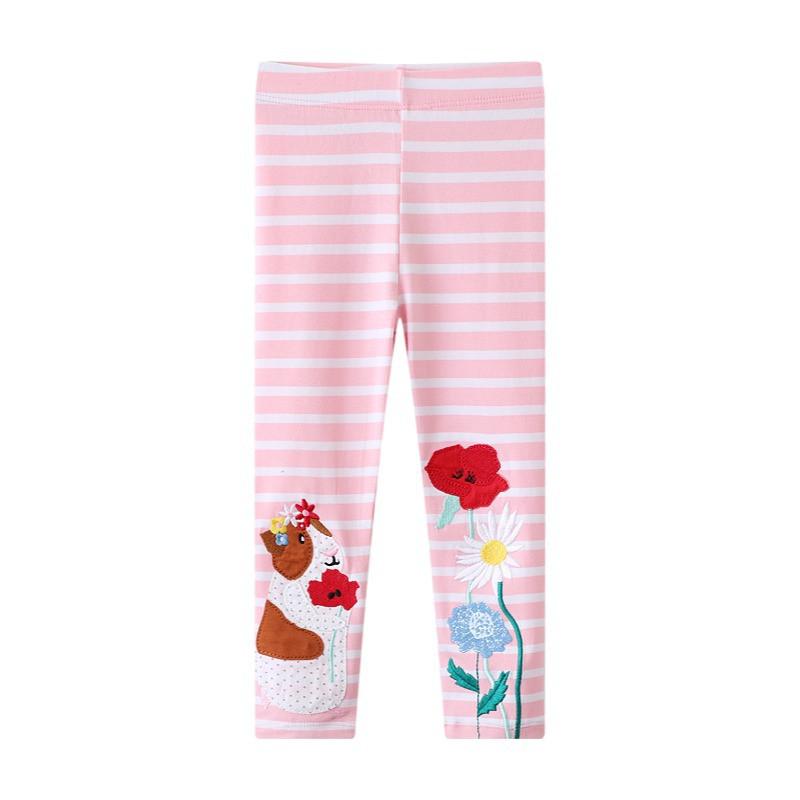 Jumping Meters New Arrival Mouse Applique Baby Leggings Pants Stripe Skinny Trousers Kids Pencil Pants