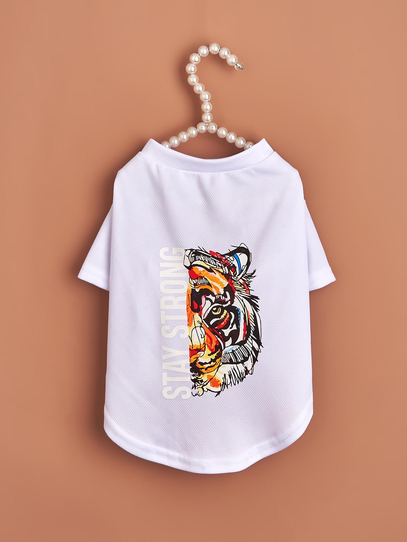 

Pet Cloth Dog T-shirt with Cool and Dazzling Tiger Pattern Printed Clothes for Doggy Dog Cat Cool Apparel Costume Kitten S белый