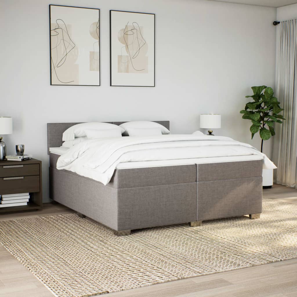 Vidaxl Kontinentalbett Mit Matratze, Taupe, Stoff, 200X200 Cm