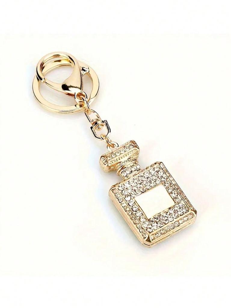 Creative And Fashionable Rhinestone Car Pendant Keychain Rhinestone Perfume Bottle Ladies Bag Pendant Accessories Gifts