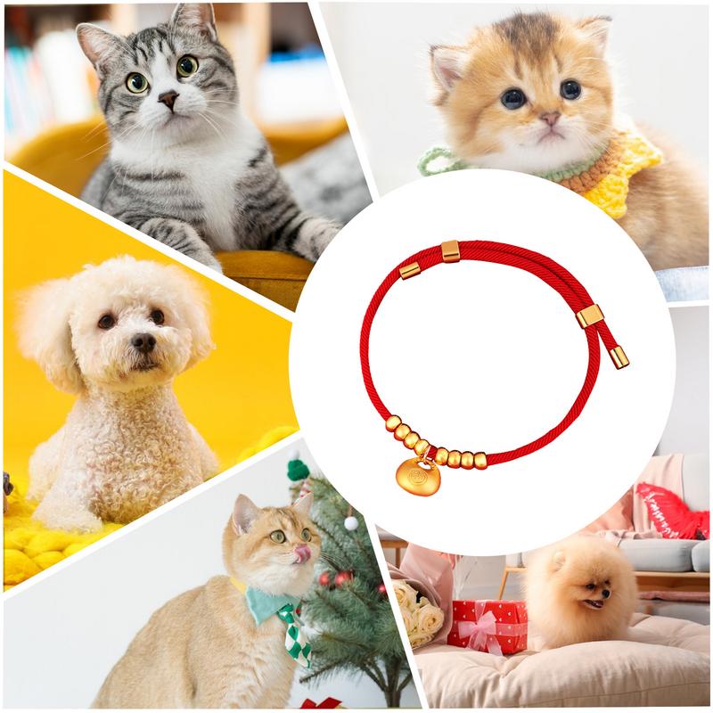Chinese New Year Pet Collar Adjustable Chinese Dog Collar With Gold Ingot Pet Costume Supplies New Year Necklace For Parties