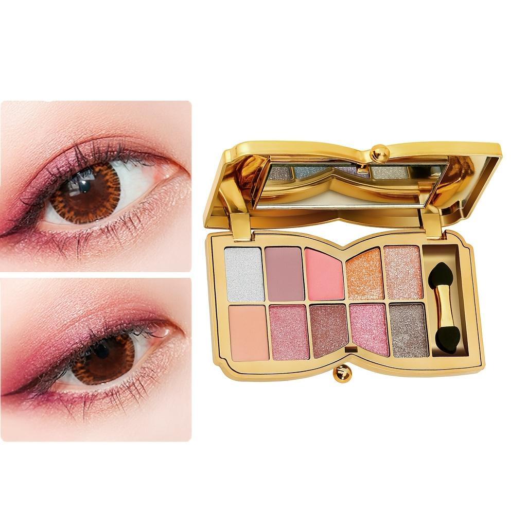10-color Luxury Shimmer Eyeshadow Palette With Brush And Mirror, Matte And Pearlescent Eyeshadow Palette, Long-lasting And Easy-to-apply Eyeshadow