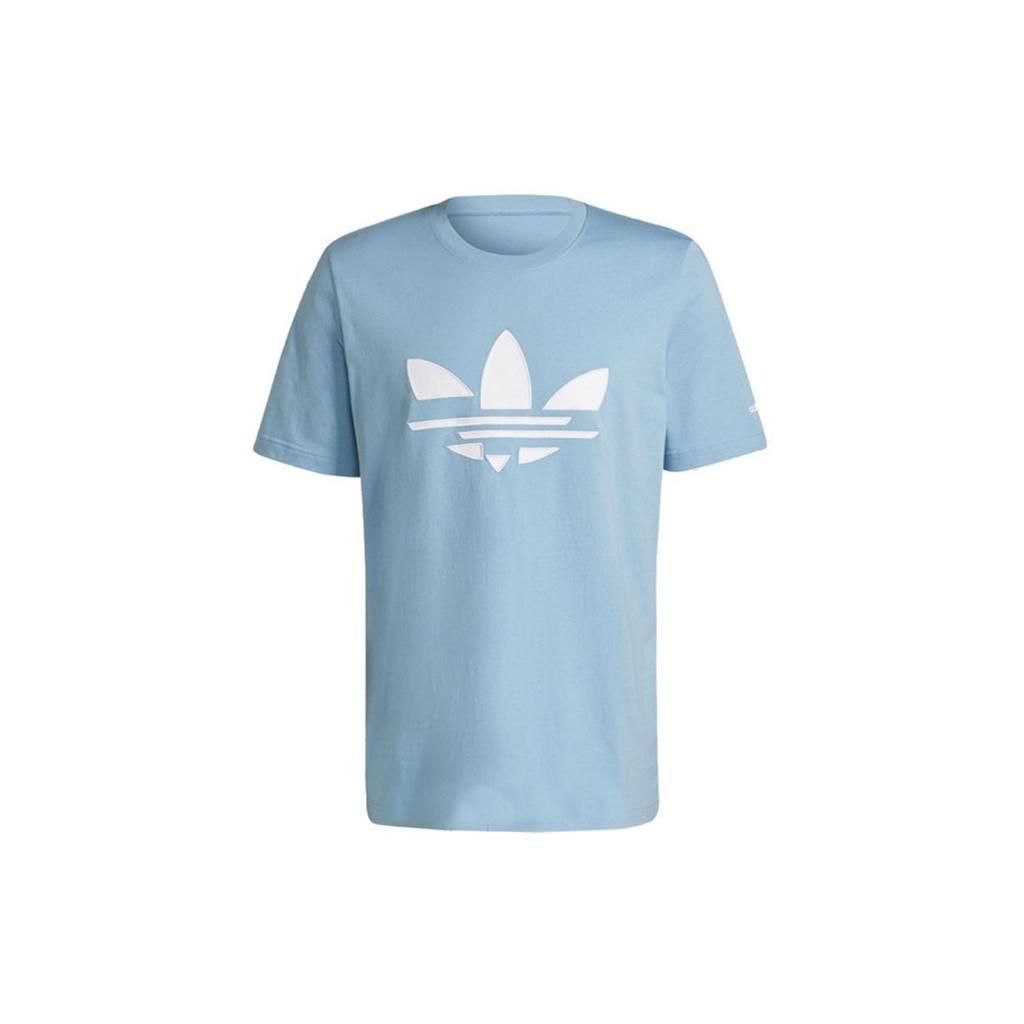 Adidas Originals Trefoil Logo Print Breathable Sports Tee Men Tops Sky-Blue H62496