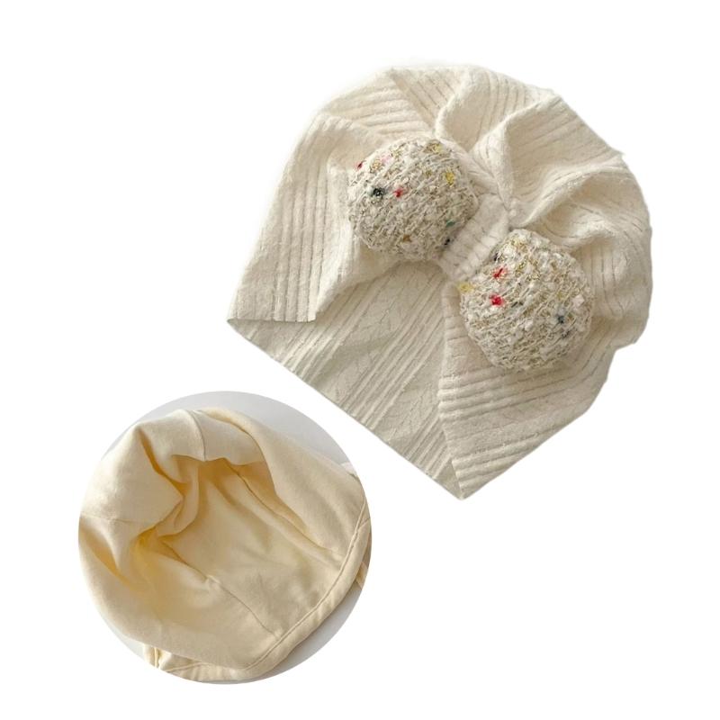 Baby Girls Princess Hat with Ear Protections, Newborn Lace Bonnet 0-12 Months Infant Beanie Cap Head Wrap Shower Gift