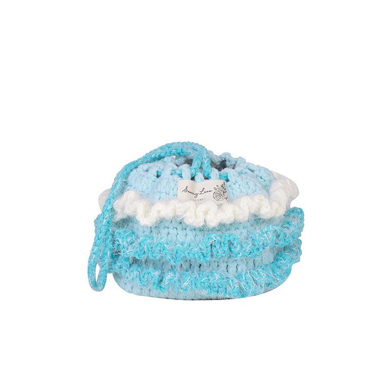 Cotton Linen Knitting Water Bucket Style Shoulder Bag For Kids And Teens