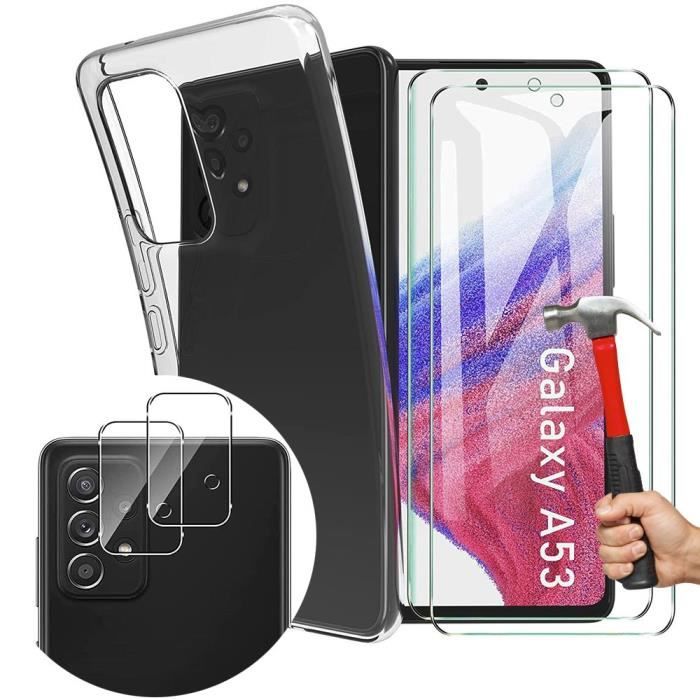 Coque de protection - BOOLING - pour Samsung Galaxy A53 5G - Transparent - 2 Verres Trempés - 2 Protections Caméra