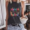 Colorful Letter Print Round Neck Sleeveless Vest - Spring/Summer Casual Top for Women