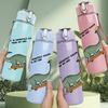 1PC Walking Dinosaur Sketch 750ml Color Plastic Sports Water Bottle Leakproof Flip Straw Lid Suitable for Sports Office Home Use