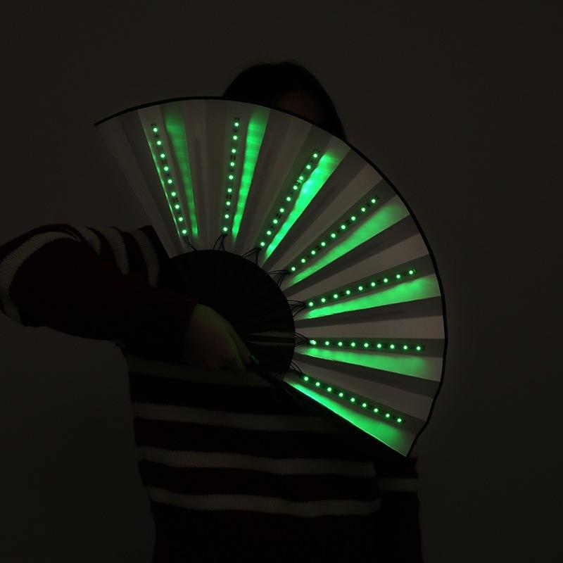 Bar FaninsGlowing Disco Fan Trendy Electronic Music Festival Party Performance Prop Flashing Folding Fan
