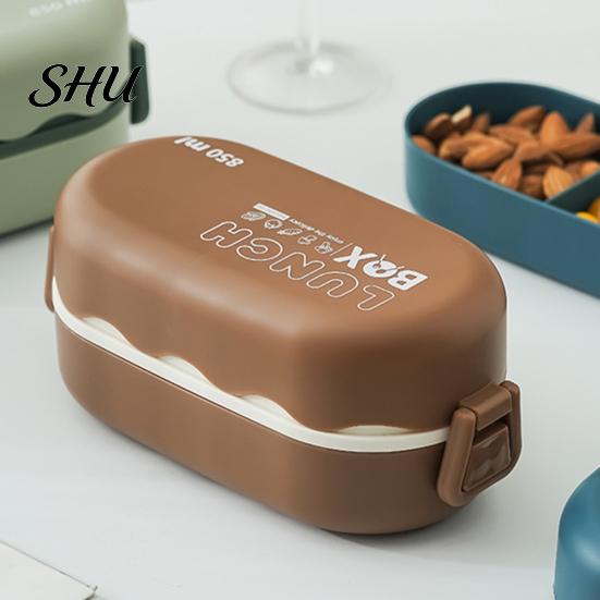 Lunch Food Box Bento Waterproof Good Sealing Double Layer Large Capacity Multifunction School Kids Container with Spoon Daily Use Storage