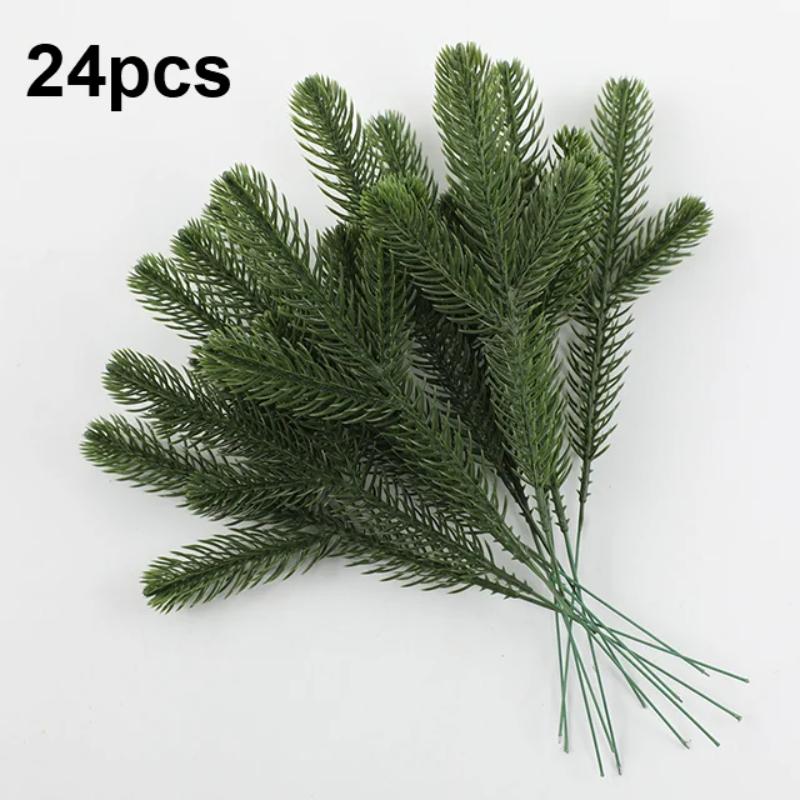 Artificial Pine Needles Branches Garland Green Plants Christmas Fake Christmas Greenery for Xmas DIY Garland(Snow Covered Style)