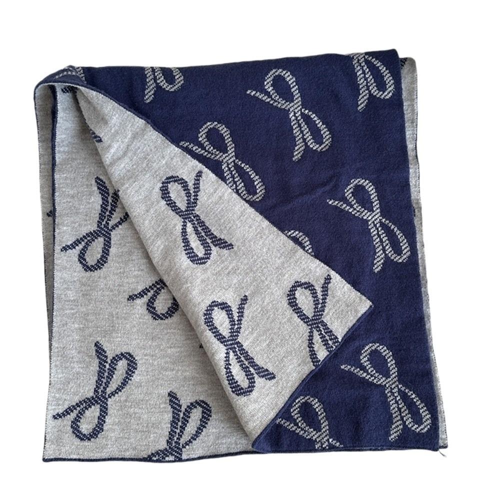 Korean Style Imitation Wool Scarf Two-sided Winter Shawl Fashion Bow Scarf  Gift