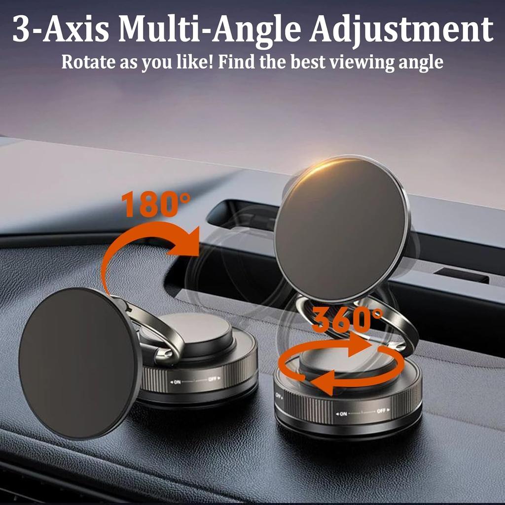 360° Vacuum Magnetic Mobile Phone Holder Car Mount Electric Vacuum Magnetic Holder Foldable Strong Suction Stand Cell Phone