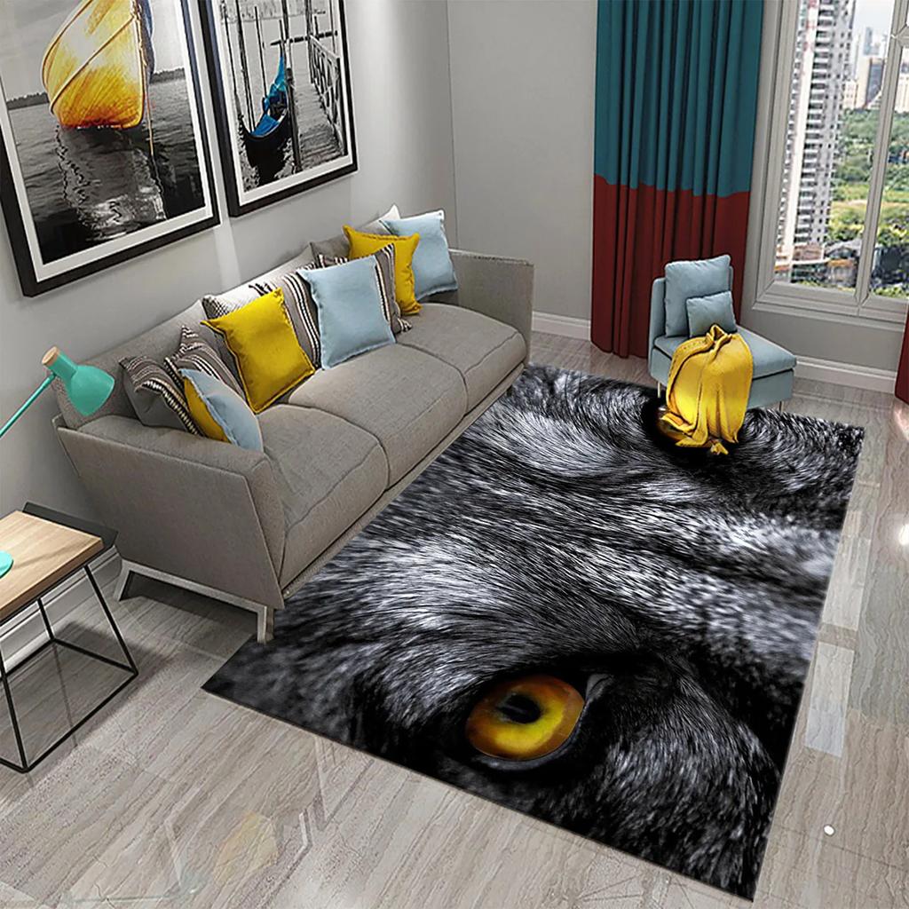 3D Animal Eyes Carpet Wild Animal Eyes Mat for Living Room Bedroom Bathroom Kitchen Floor Mat Door Mat Children Play Rest Carpet