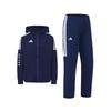 Boxing 3-Stripes Classic Retro Straight Leg Hoodie Jacket Two-Piece Casual Sports Suit Unisex Suit Dark-Blue CLTR02JBX-DBW+TR411TK-NBW