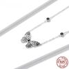 Silber Vintage Dark Gem Big Butterfly Halskette für Frauen 925 Sterling Silber Schmuck Ball Party Halloween Geschenk Halsband
