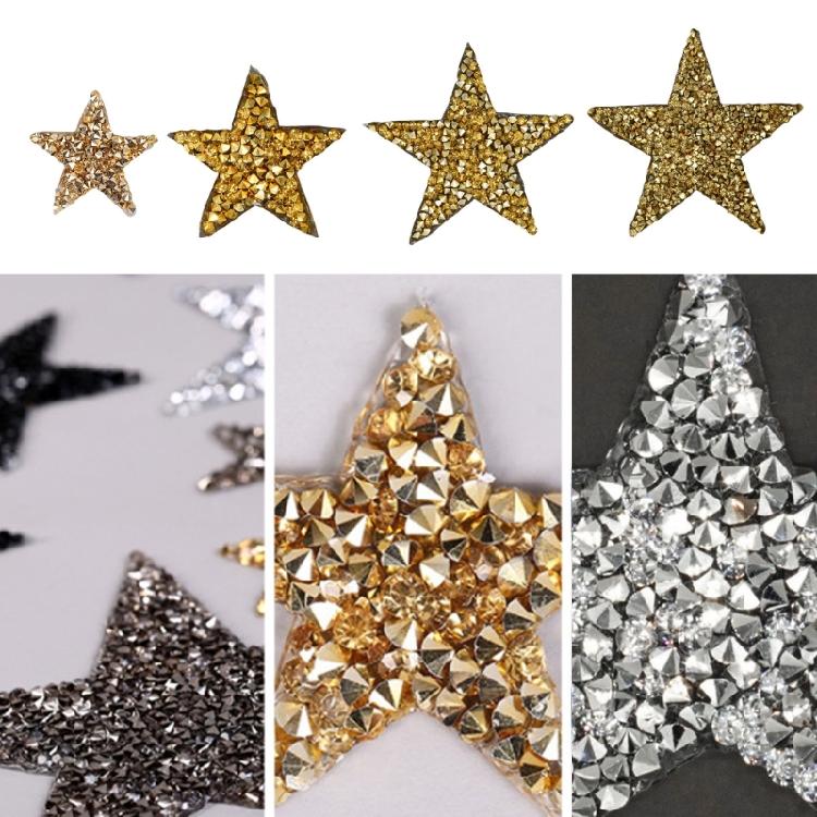 24Pcs Rhinestones Star Iron On Patches for Jeans Hat Bag Embellishment Clothing Decoration, Clothes Fabric Repair