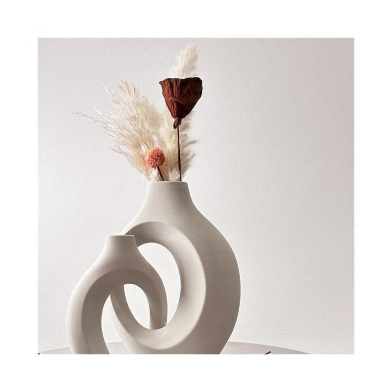 Nordic Style 2-piece Set Hugging White Vases Flower Arrangements Flower Decoration