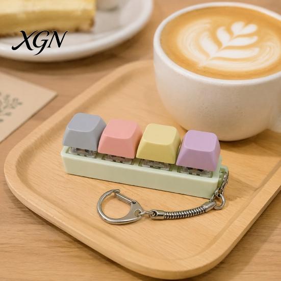 Sensory Fidget Gadget 3/4-Keys Keyboard Toy, Stress Relief Push Button Finger Students Focus Aid Clicker Keychain, Pocket Size Mechanical