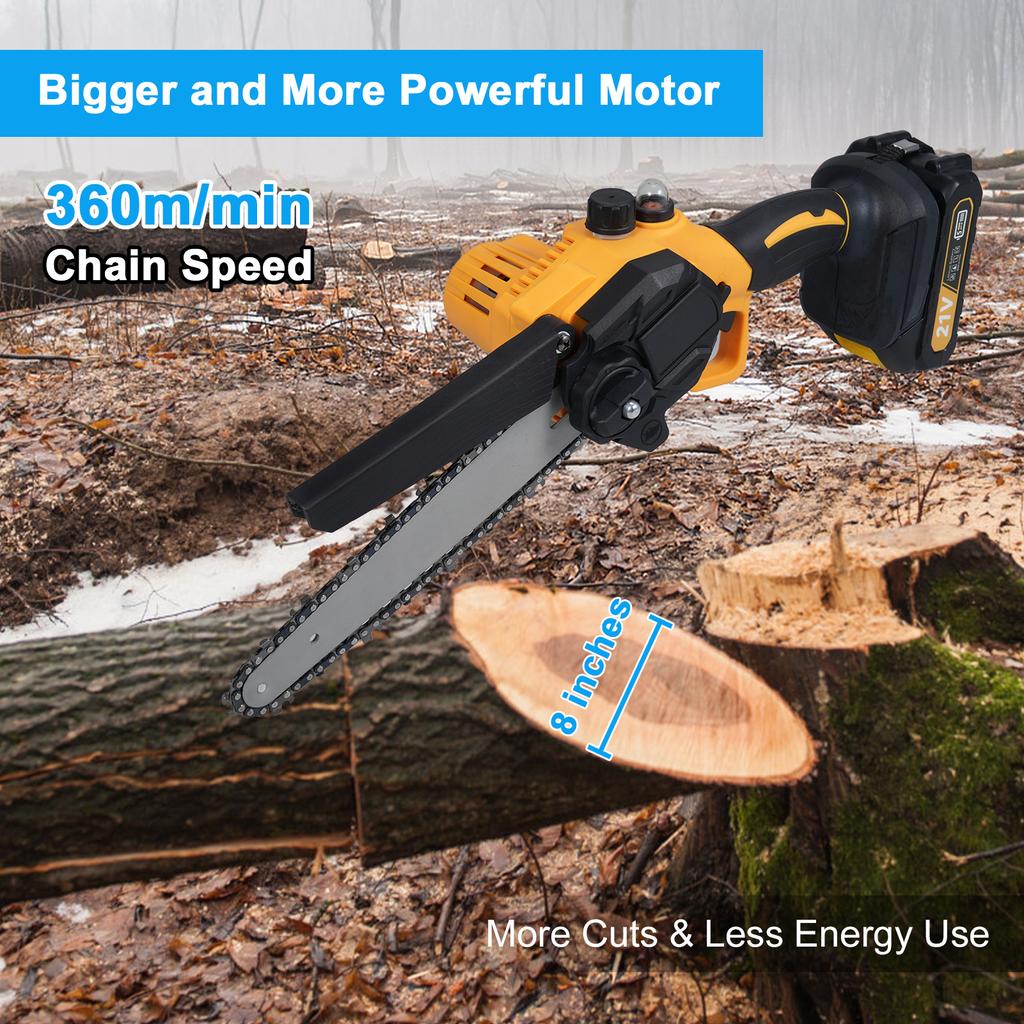 Cordless Chainsaw 8 Inch Electric Chain Saw with 2 Pack Rechargeable Batteries Battery Powered