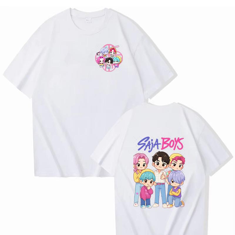 Kpop Demon Hunters Animation T-Shirt Summer Huntrix Saja Boys Street Style T-Shirts Casual Tshirt for Men Short Sleeve Clothing