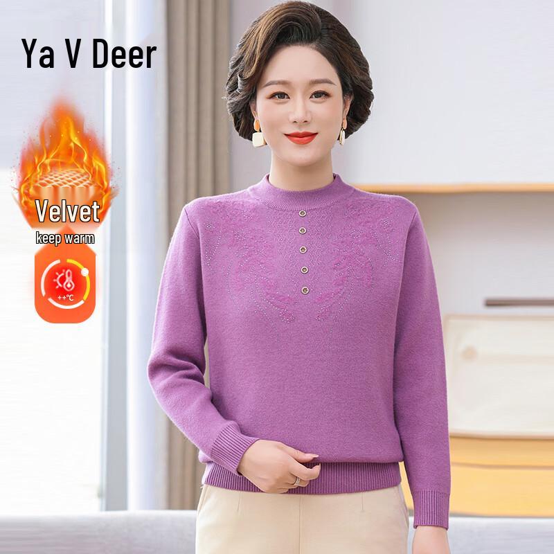 

Ya Lu Women s Plus Velvet Spliced Knit Sweater 2XL