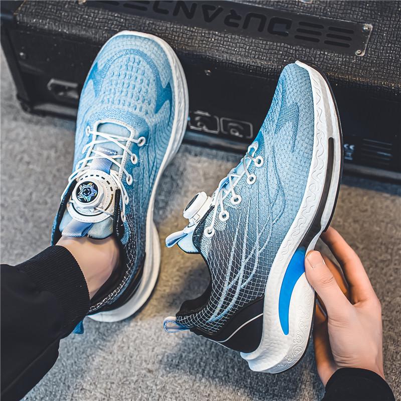 

Мужская обувь 2024 года, весна, новые вращающиеся кнопки, папины туфли, сетчатые спортивные повседневные туфли, дышащие, плетеные, кроссовки для бега для мужчин 39