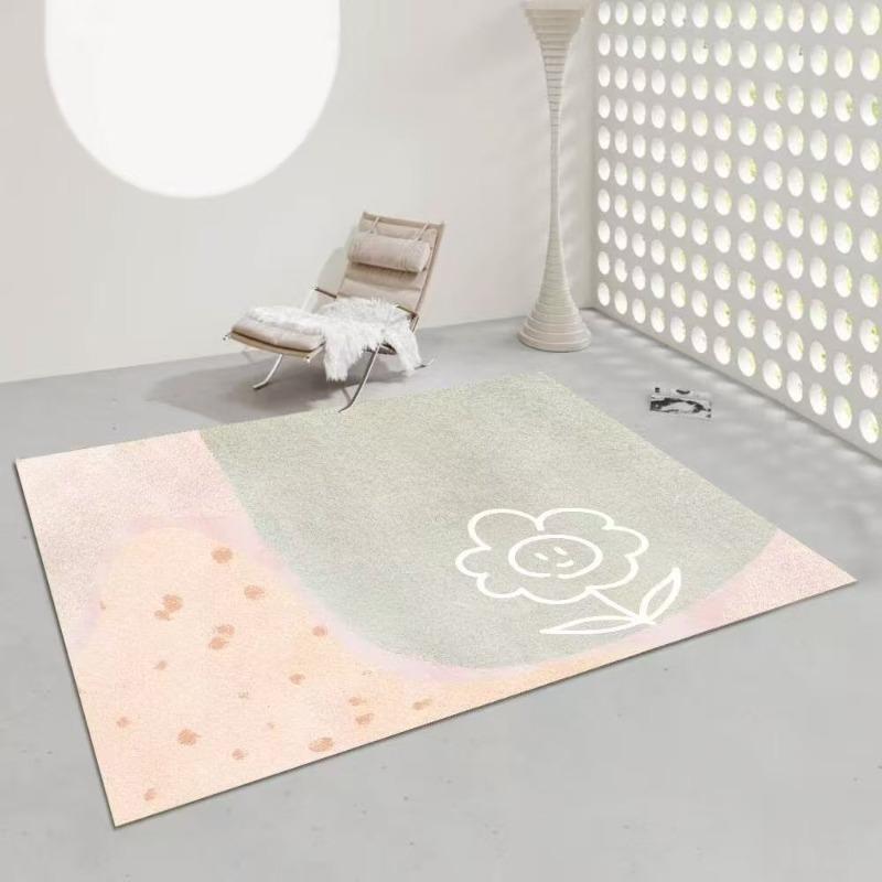 Cream Style Living Room Decoration Large Carpet Pink Abstract Geometric Print Carpet Sofa Bedroom Bedside Non Slip Foot Pad