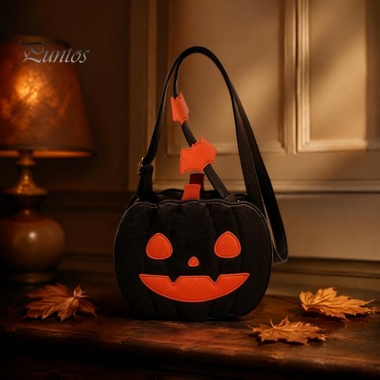 Waterproof Pumpkin Purse Cute Crossbody Bag, Halloween Trick or Treat Fashionable Novelty Bag Lightweight with Adjustable Strap for Women Kids Handbag