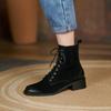 Fashion HOT SALES Fall Shoes Zipper Genuine Leather Boots Women Retro Lace Ankle Boots for Women Plus Size 42 Fashion Winter Boots Women