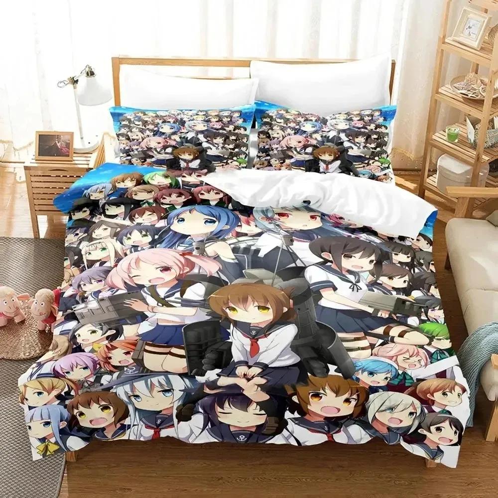 Anime Kantai Collection Bedding Set Duvet Cover Bed Set Quilt Cover Pillowcase Comforter King Queen Size Boys Adult Bedding Set