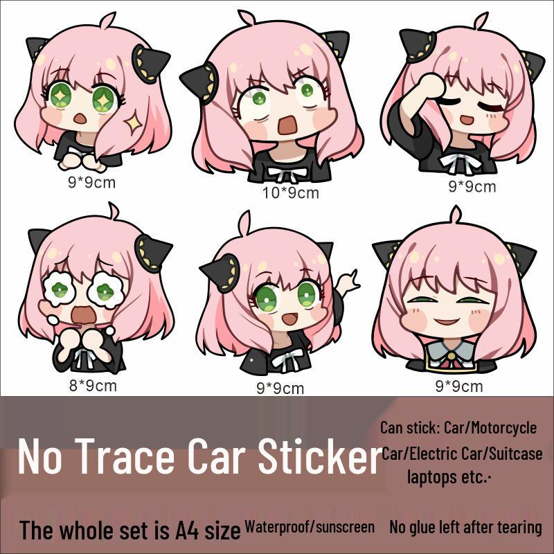 Anya Spy X Family Car Sticker - Waterproof, Cute, Decorative, Creative Scratch Cover