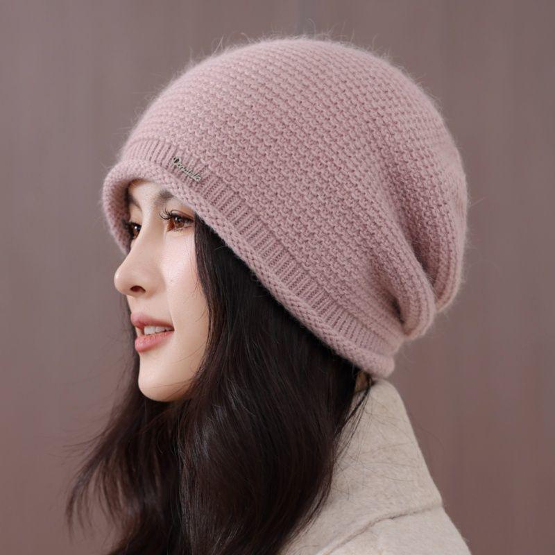 Autumn and Winter Wool Hat Women's New Fashion Rabbit Fur Beret Thermal Ear Protector Knitted Hat