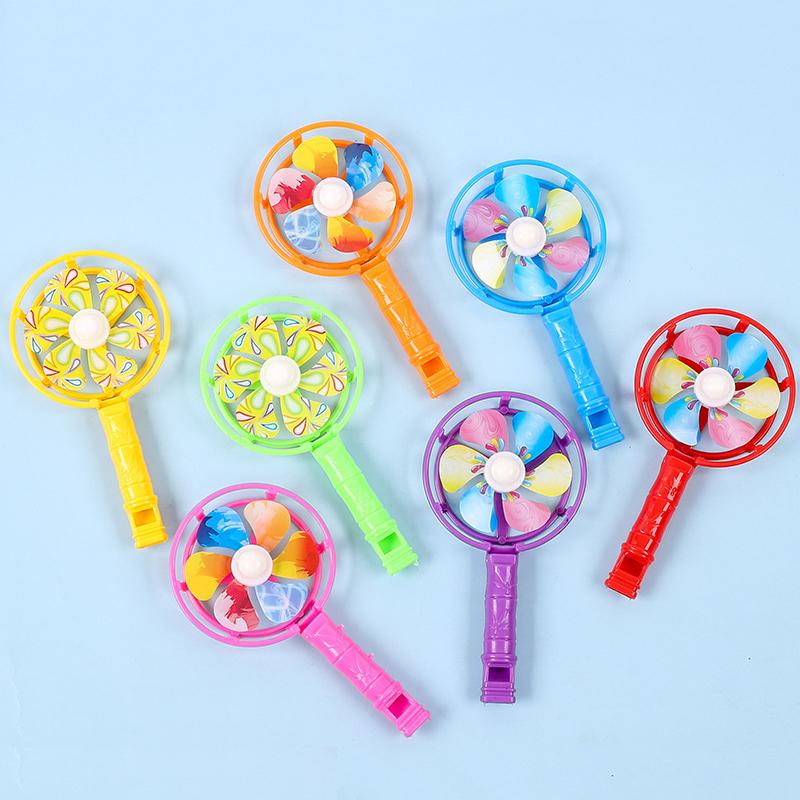 25-50PCS Plastic Colorful Whistle Windmill Random Mixed Color Cute Windmill Fan Party Goody Bag Fillers School Class Rewards ZYF