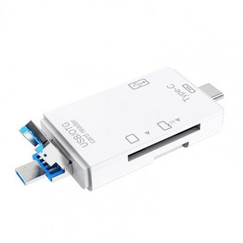 6-в-1 SD USB Type C Картридер USB 2.0 TF/Micro SD Smart Memory OTG Флеш-накопитель Картридер Адаптер without TF Card белый