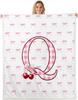 Erosebridal Initial P Letter Bowknot Fleece Blanket Throw Pink Bow Tie Cherry Sherpa Blanket Princess Coquette Decor Fuzzy