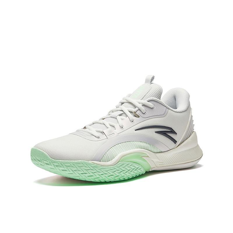 Anta Wind Tunnel 5 Comfortable Shock Absorption Non-Slip Wear-Resistant Support Low-Top Basketball Shoes Men Sneaker White Green 112441107-1