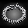 925 Sterling Silver Multi Loop Chain OT Buckle Bracelet Wedding Fashion Jewelry