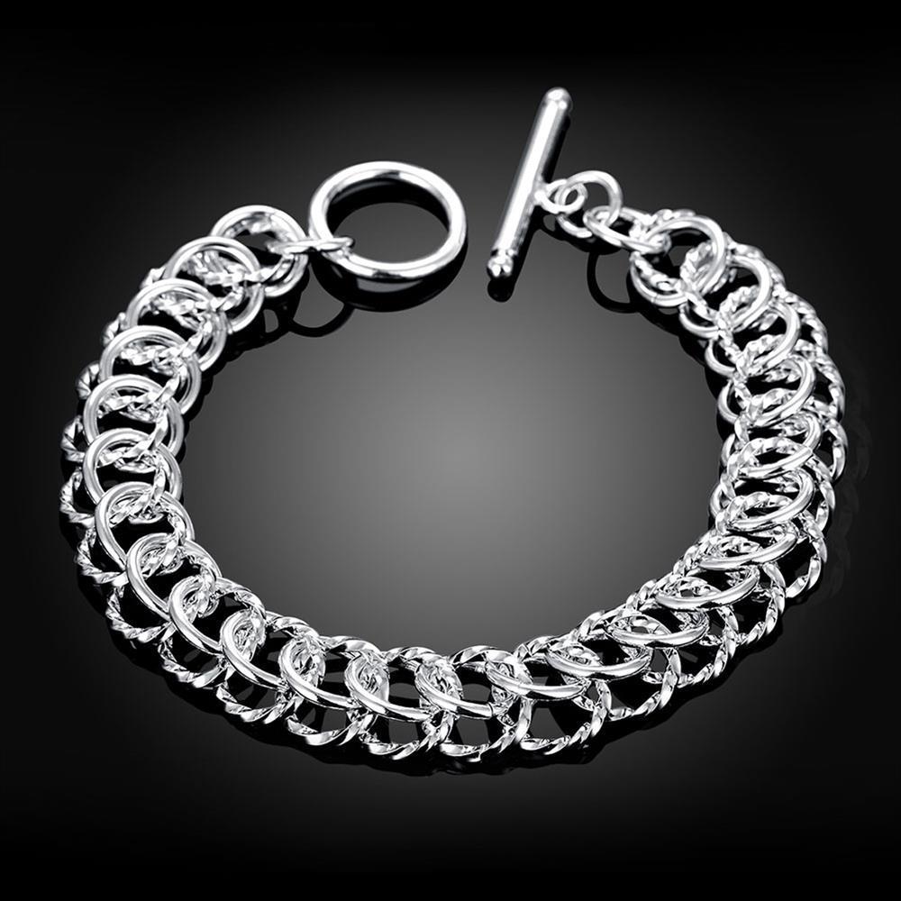 925 Sterling Silver Multi Loop Chain OT Buckle Bracelet Wedding Fashion Jewelry