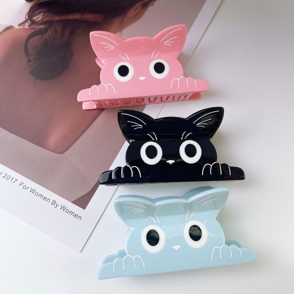 1pc Summer new cute cat scratch clip cartoon fresh hair clip, back of the head dished hair shark clip hair accessory