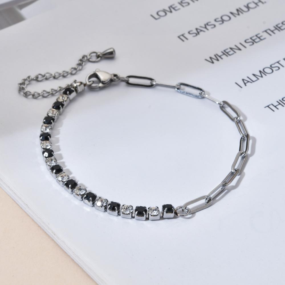 

Stainless Steel 3MM Diamond Bracelet Women Fashion Minimalist Luxury Pure Color Jewelry Gift